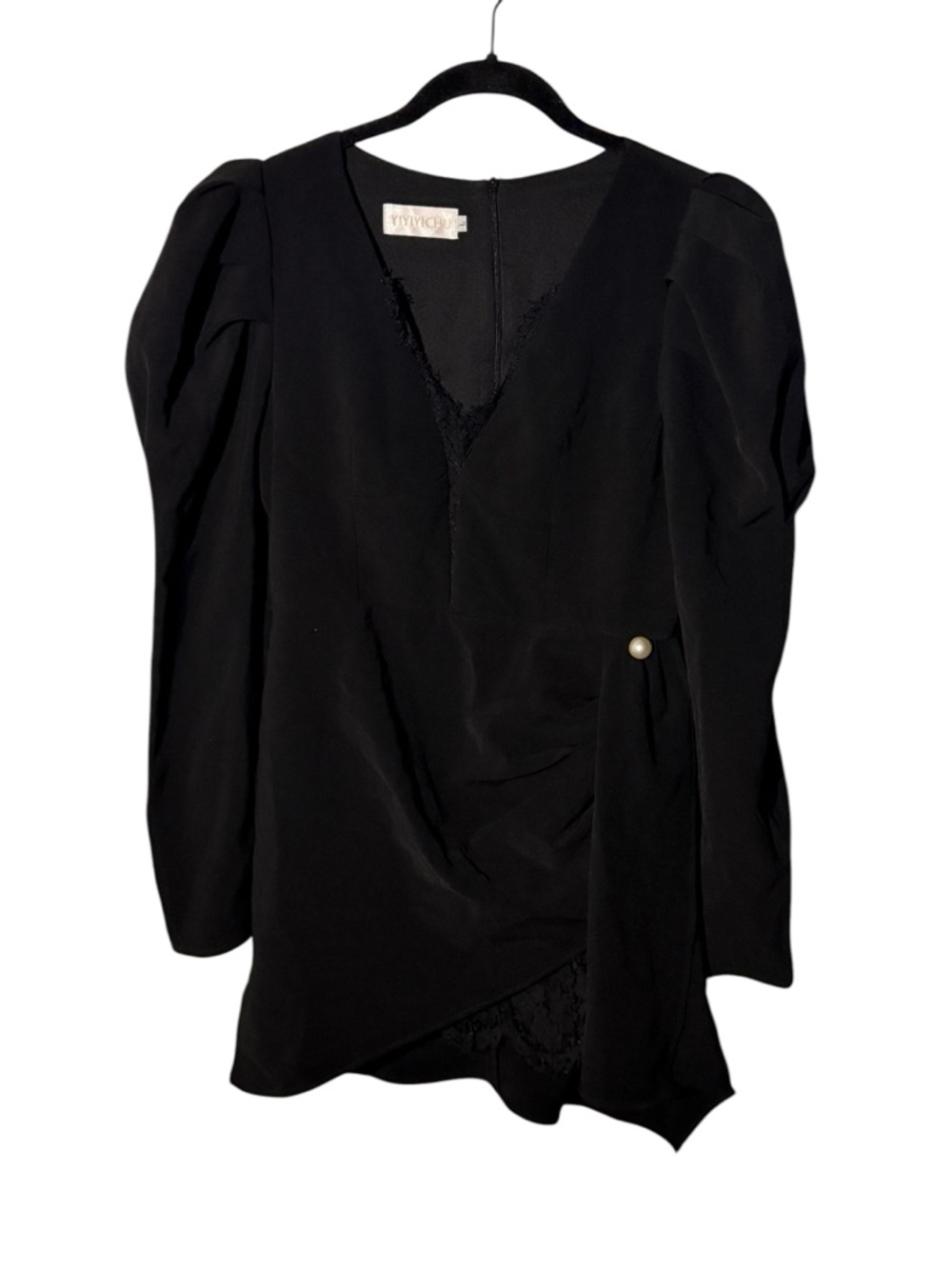 Yiyiyichu Black Long Sleeve Lace Blazer Dress Size Large
